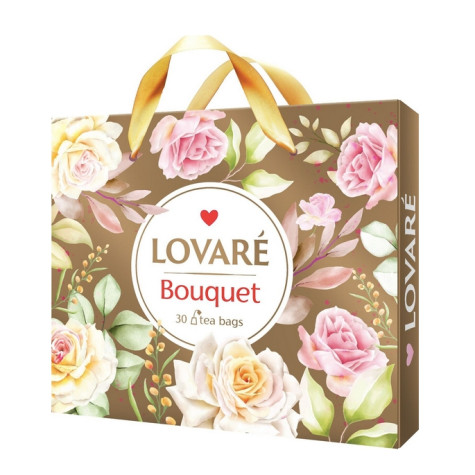 LOVARÉ 30 čajových sáčků - BOUQUET, Zlatá s růžemi
