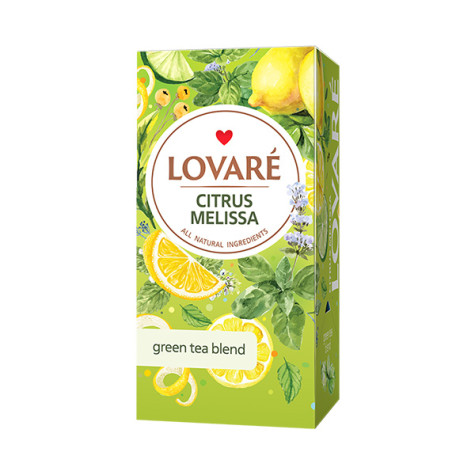 LOVARÉ - 24 sáčků CITRUS MELISSA, zelený čaj, 24x 1,5g