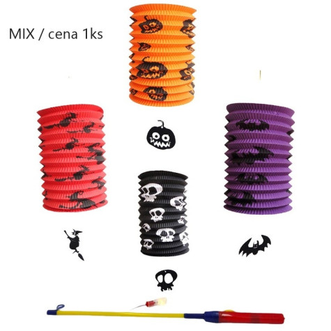 LED Lampion Halloween válec, MIX motivů / cena 1ks