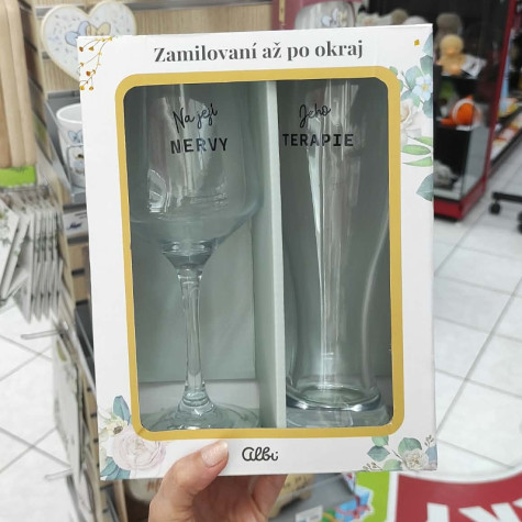 Albi Svatební sada sklenka na víno & na pivo