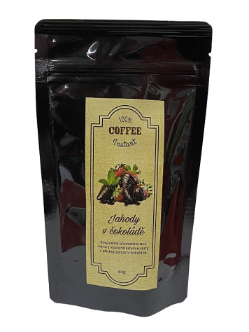 Aromatizovaná instantní káva - Jahody v čokoládě, 60g
