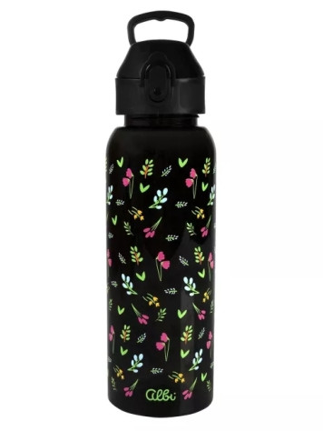 Albi Tritanová láhev 750ml - černá s květy
