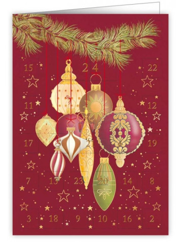 Luxusní přání QP 6374 ADVENTNÍ KALENDÁŘ, ozdoby
