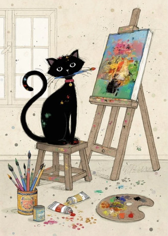 Luxusní přání H043 BUG ART - ARTIST KITTY