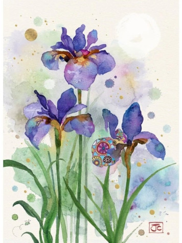 Luxusní přání B046 BUG ART - PURPLE IRISES