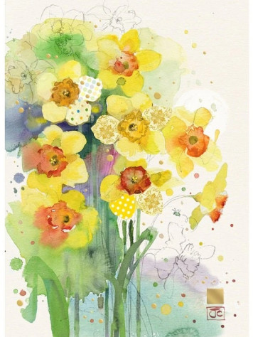Luxusní přání B047 BUG ART - DAFFODILS Narcisky