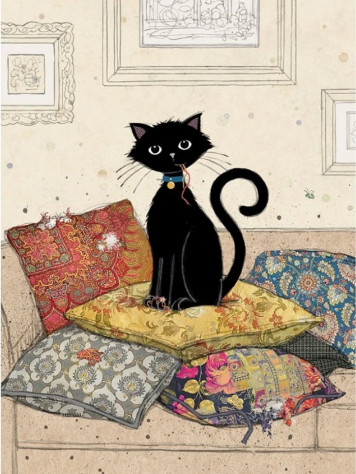 Luxusní přání H045 BUG ART - CUSHION KITTY