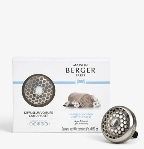Maison Berger Car Honey Comb COTTON CARESS, vůně a clip do auta