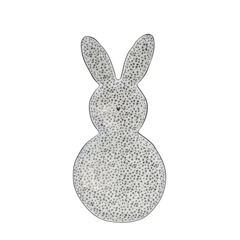 Bastion Collections TRAY BUNNY HAPPY FLOWER in black, 30,5x15cm
