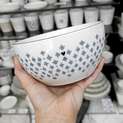 Bastion Collections Bowl Medium Iris Blue Print, 14,5 x 7 cm, 600ml