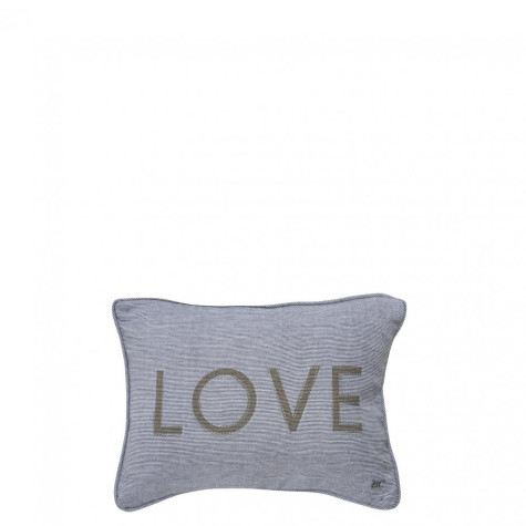 Bastion Collections Polštářek LOVE, 25x35cm black/white chambray