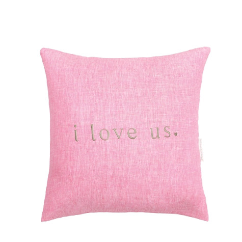 Bastion Collections POLŠTÁŘ 50x50cm, I LOVE US, růžový