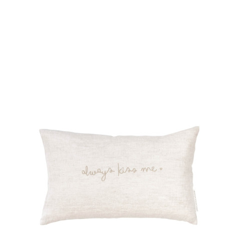 Bastion Collections Polštář 30x50cm NATUREL Always kiss me 100% Linen