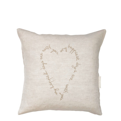 Bastion Collections Polštář 50x50cm NATUREL Heart naturel 100% Linen