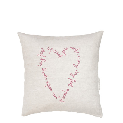 Bastion Collections Polštář 50x50cm NATUREL Heart Rose 100% Linen