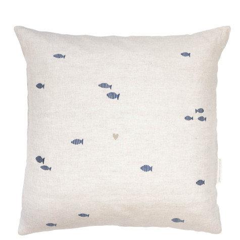 Bastion Collections Povlak na polštář NATUREL 60x60cm, Fishes Blue