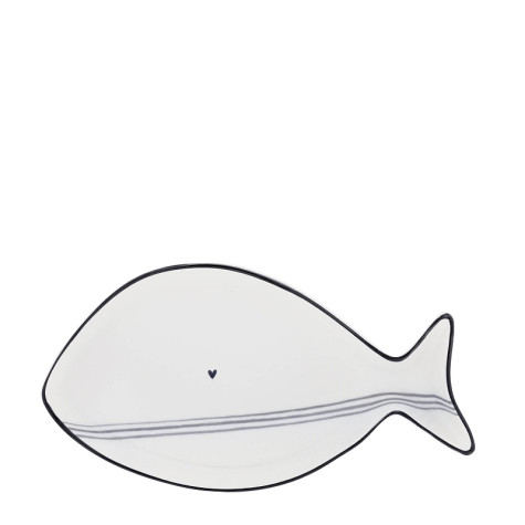 Bastion Collections Talíř FISH White/Blue Small Stripes