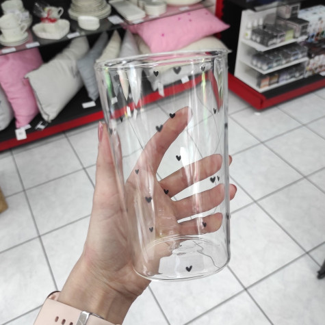 Bastion Collections Sklenka Tumbl L - Hearts all over, 450ml