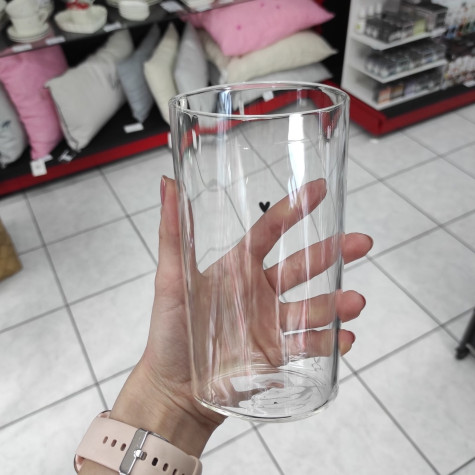 Bastion Collections Sklenka Tumbl L - Heart in black, 450ml
