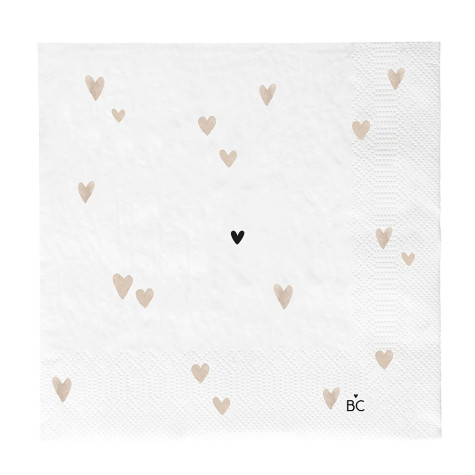 Bastion Collections Papírové ubrousky L - Hearts natural, 20ks