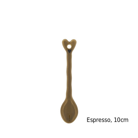 Bastion Collections Keramická lžička ESPRESSO, brown, plochá, 10cm
