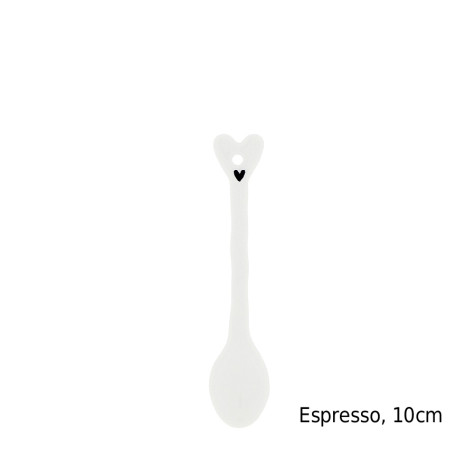 Bastion Collections Keramická lžička ESPRESSO, bílá, plochá, 10cm