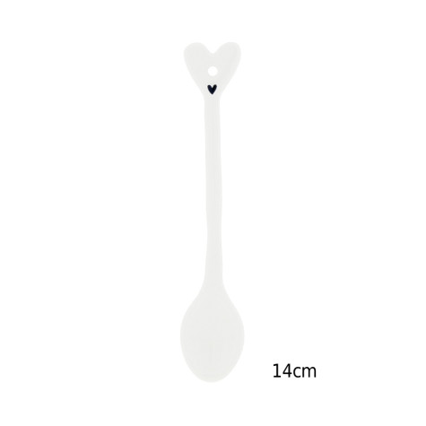 Bastion Collections Keramická lžička COFFEE, plochá, bílá, 14cm