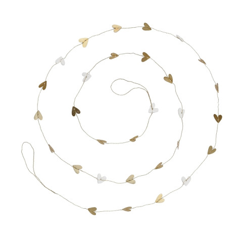 Bastion Collections Girlanda White & Golden Hearts, 180cm