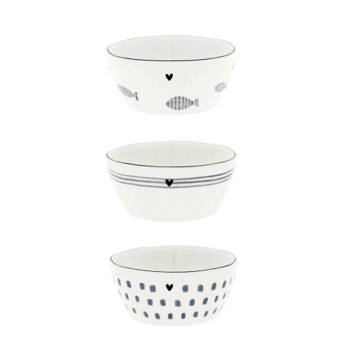 Bastion Collections SET 3x MINI MISKA FISH iris blue, 3x 6,8x9,5x3cm