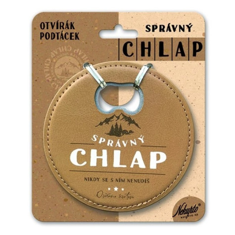 Nekupto Otvírák na pivo, podtácek Správný chlap - Nikdy se s ním nenudíš
