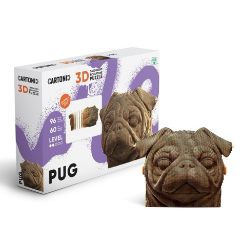 Cartonic 3D PUZZLE - PUG, 96 dílků, LEVEL2