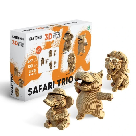 Cartonic 3D PUZZLE - SAFARI TRIO 3v1, 267 dílků, LEVEL3