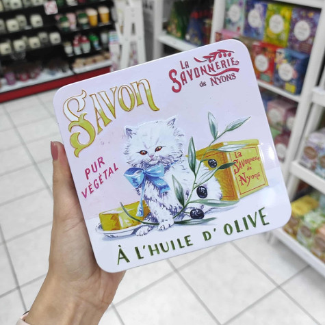 La Savonnerie Sada tuhých mýdel 4×100g v plechové dóze - Perská kočka