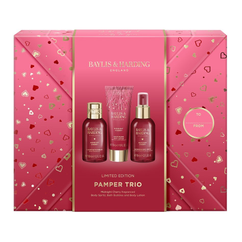 Baylis&Harding Midnight Cherry, dárková sada Pamper Trio, 3dílná