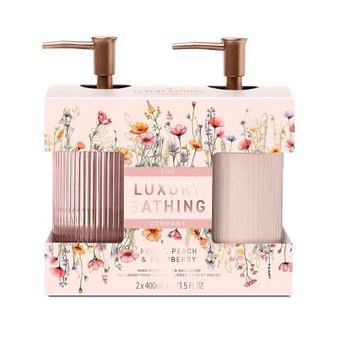 Grace Cole Peony, Peach & Raspberry, skleněný set péče o ruce, 2dílný