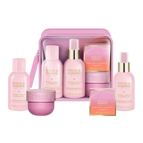 Baylis&Harding Jojoba, Vanilla, Almond Cestovní sada v taštičce, 4dílná