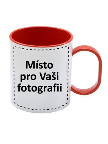 Fotohrnek PLASTOVÝ červeno-bílý 1x foto 300ml