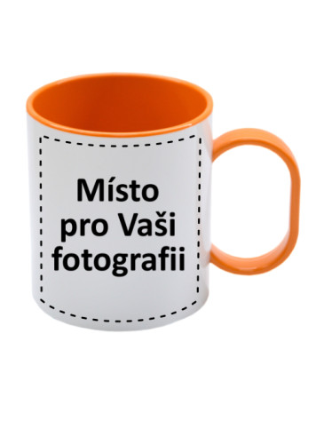 Fotohrnek PLASTOVÝ oranžovo-bílý 1x foto 300ml