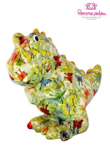 Pomme pidou Pokladnička M - T-Rex, zelenkavý s motýlky