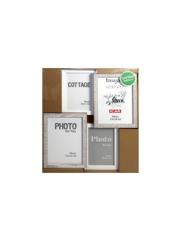 Dřevěný Rám Galerie 4xfoto MULTI COTTAGE 42 bílo šedá