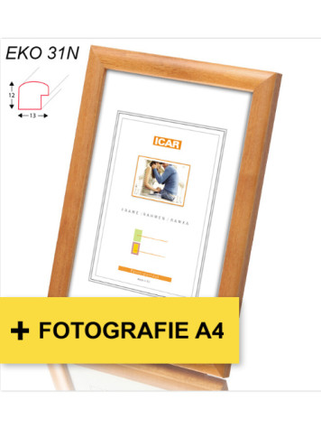 Rám dřevěný Icar EKO 31N 21x30cm světle hnědý + fotografie A4