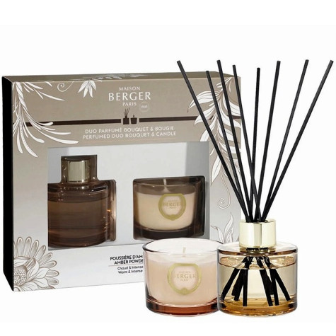Maison Berger AMBER POWDER mini duo difuzér 80ml a svíčka 80g