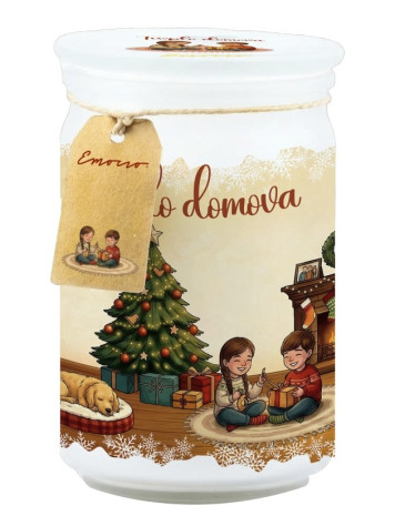 Emocio Vonná svíčka ve skle Teplo domova 93x142mm se skleněným víčkem