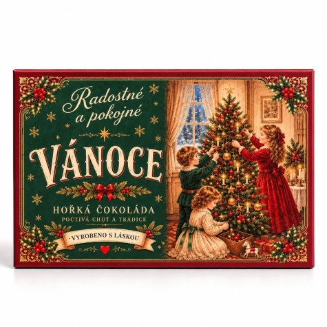 Vánoční hořká čokoláda 100g - Radostné a pokojné Vánoce.