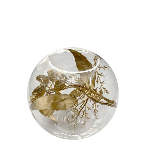 Xmas Decoration - Svícen na čajovou svíčku, sklo, růžové zlato