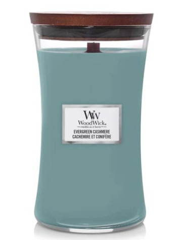 Vonná svíčka WoodWick EVERGREEN CASHMERE, velká svíčka 609 g
