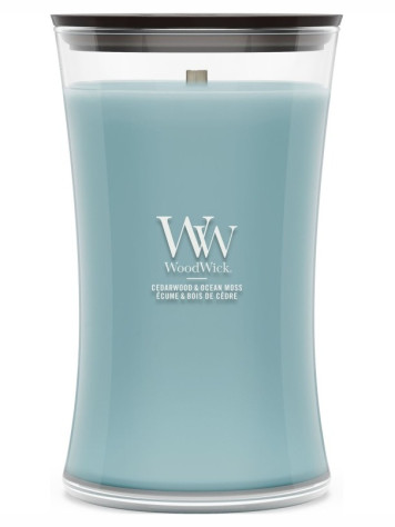 Vonná svíčka WoodWick Cedarwood & Ocean Moss, velká 609 g