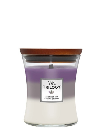 Vonná svíčka WoodWick Trilogy Amethyst Sky, střední 275 g