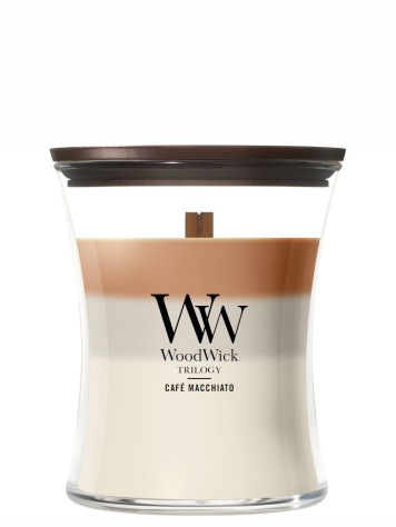 Vonná svíčka WoodWick Trilogy Café Macchiato, střední 275 g