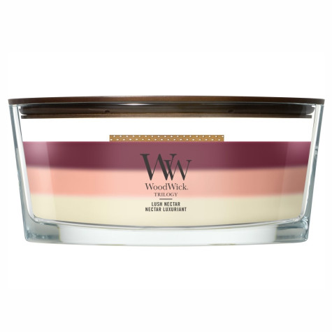 Vonná svíčka WoodWick Trilogy Lush Nectar, široký knot 453 g
